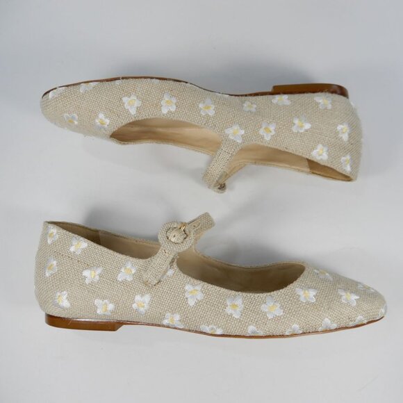 New! Larroude Beige Floral Flats - Picture 9 of 12